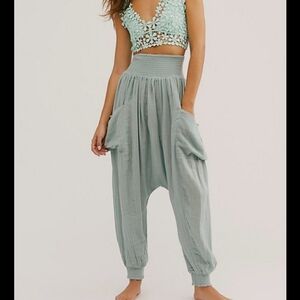 Free People Walk On Fire Teal Pants